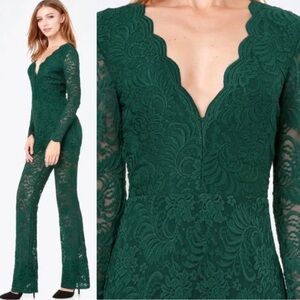 BEBE Green Lace Jumpsuit